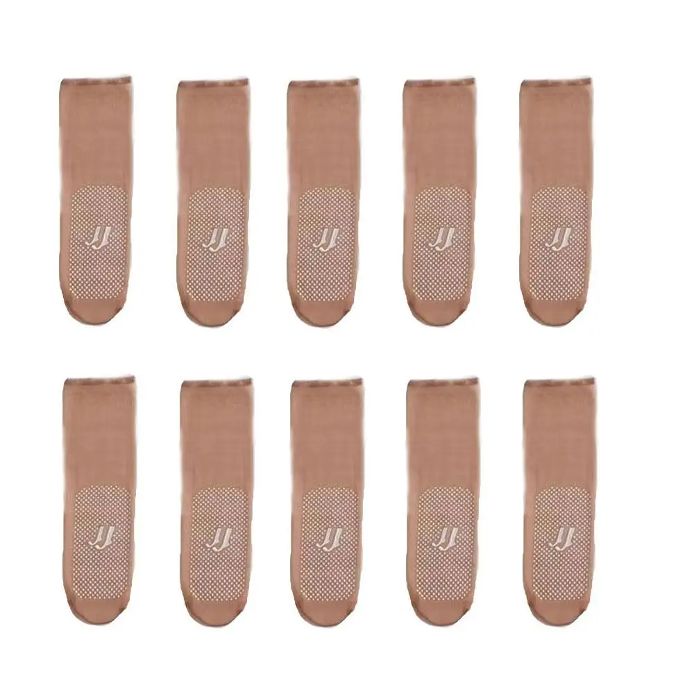 

5Pair Nylons Slip-resistant Dotted Rubber Silk Sheer Ankle Socks Invisible Crystal Silk Socks Short Stockings Non-marking