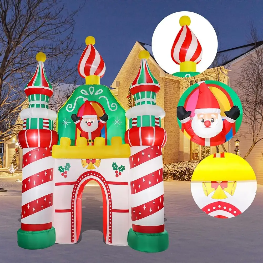 ديكور قلعة قابلة للنفخ من كريساس - 9.7 طن، ديكور خارجي مع إضاءة LED، للتسلية في الفناء