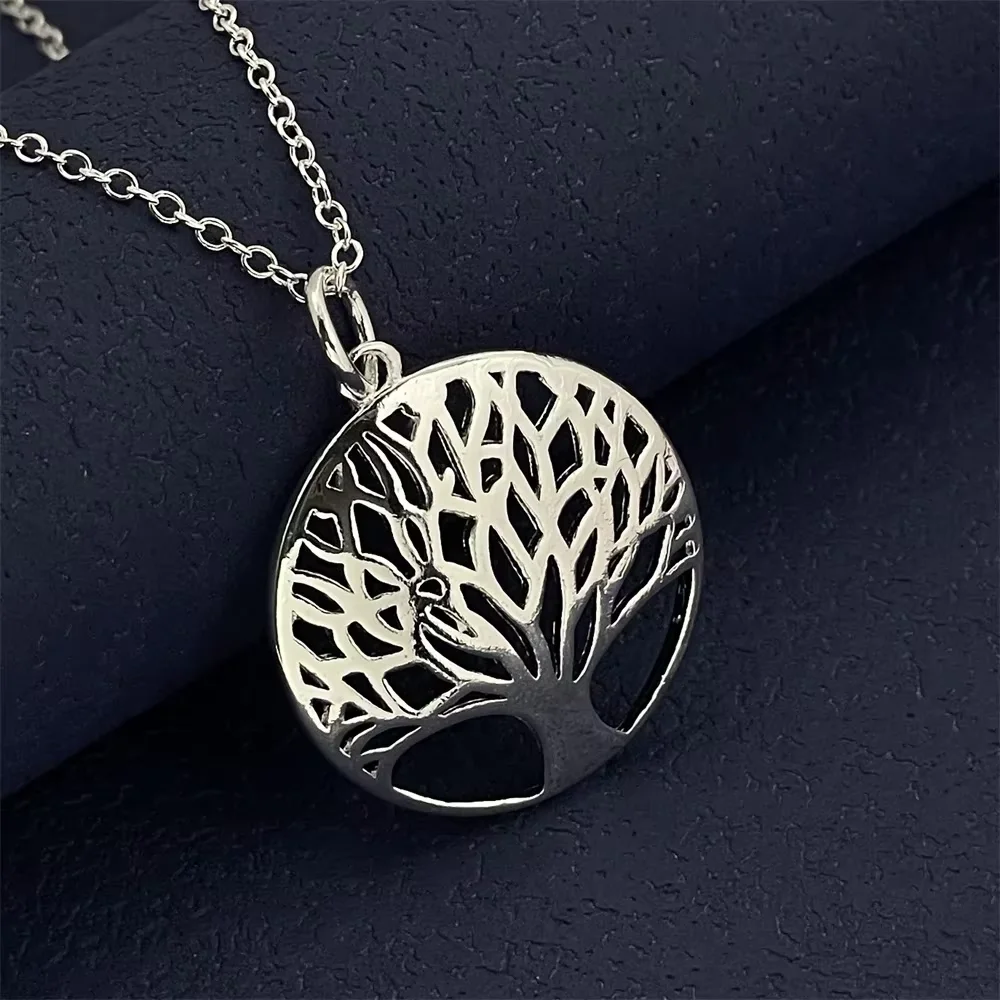 

925 Sterling Silver Tree Of Life Pendant Necklace, Ladies Couple Simple Luxury Banquet Wedding Birthday Jewelry Gift