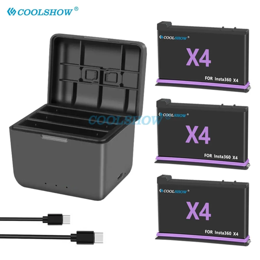 2500mAh Battery For Insta360 X4 Battery Box Camera 360 Panoramic Action Accessories Batteries For Insta360X4 Battery Charger