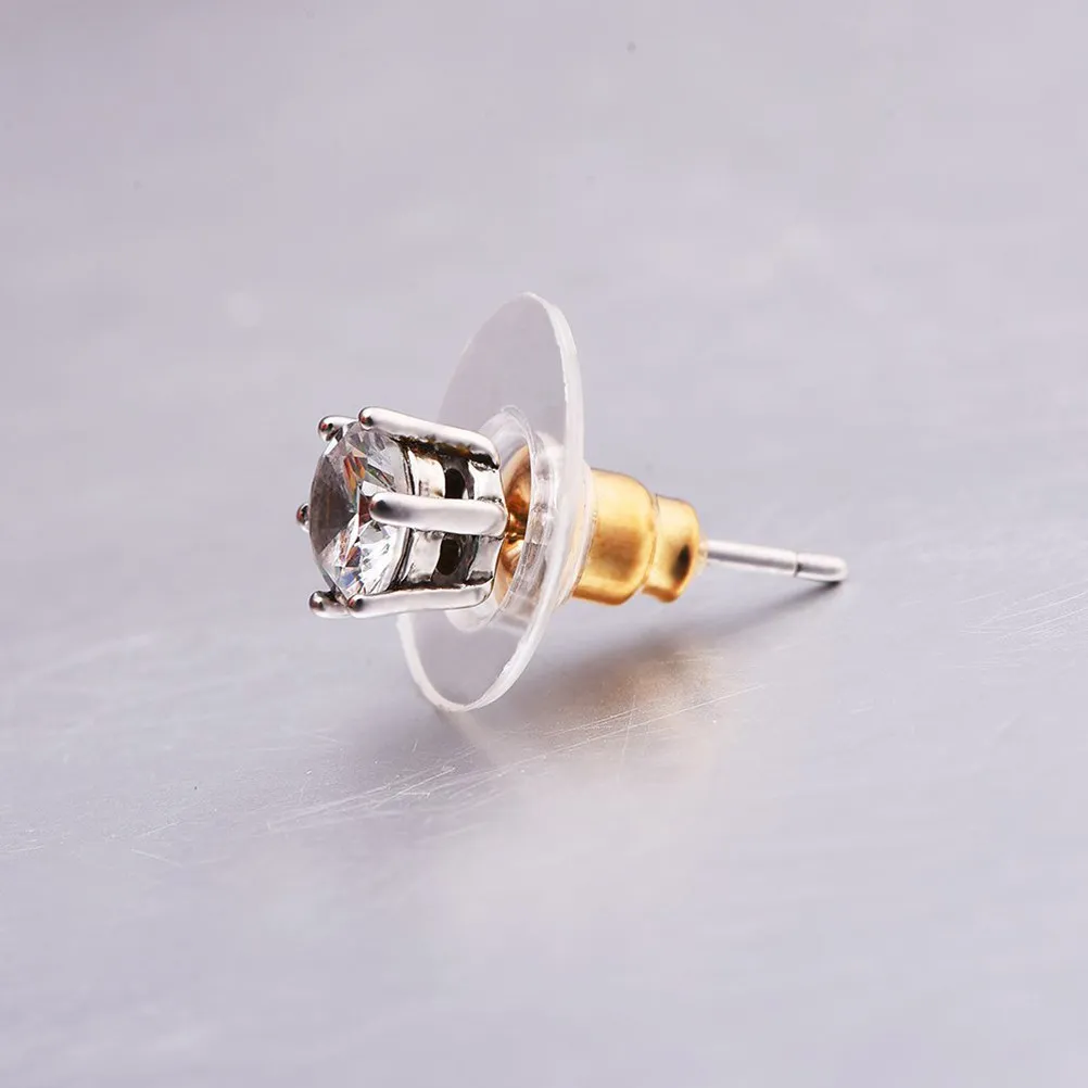100Pcs Elegant Bullet Style Earring Backs Gold Silver Mixed Pack Alloy Plastic Composite Rust Free Lightweight Ear Nuts Earring