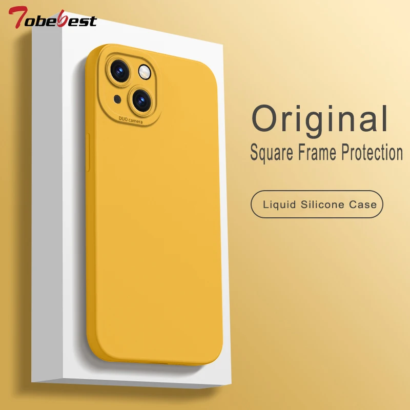 Square Frame Protection Liquid Silicone Case  for Iphone 14 13 12 MINI 11 Pro XS Max XR X 8 7 Plus SE 2020 Soft Funda Cover