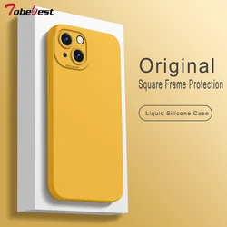 Square Frame Protection Liquid Silicone Case for Iphone 14 13 12 MINI 11 Pro XS Max XR X 8 7 Plus SE 2020 Soft Funda Cover