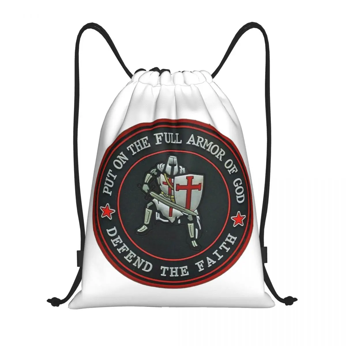Templar Knight Jerusalem Cross Seal Medieval Warrior Symbol Drawstring Backpack Sports Gym Bag for Men Women Shopping Sackpack