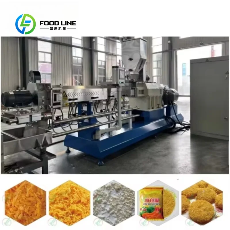 Customized Full Automatic Extruder Production Line For Acicular Puffed Breadcrumb For Snack Fried Food Factory