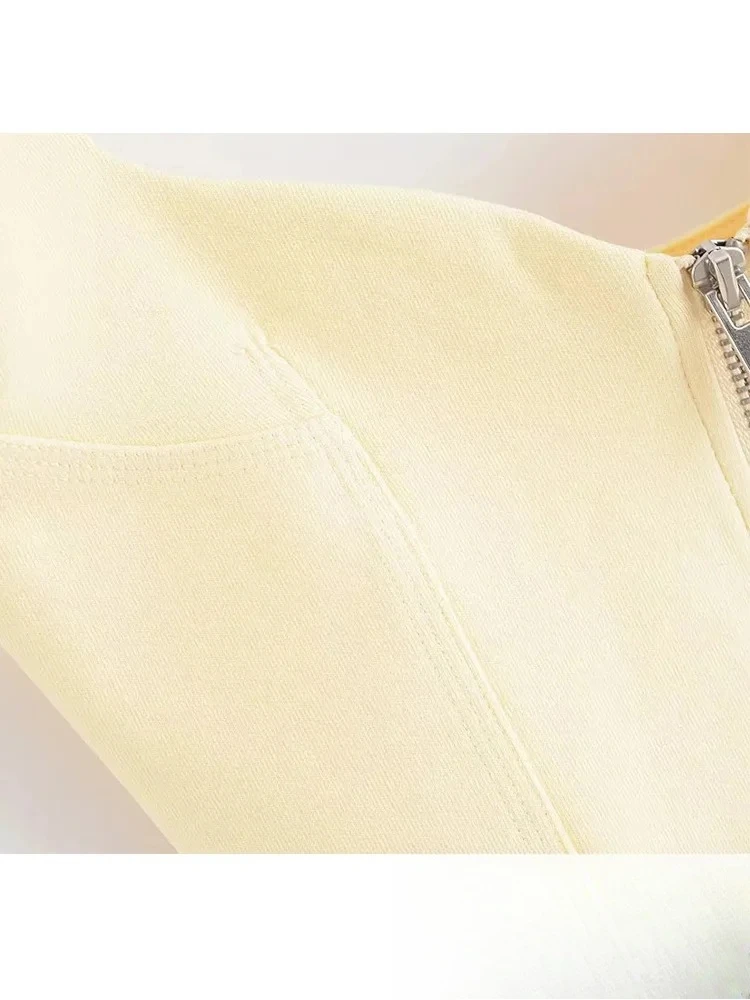 KONDALA Casual Chic Women Suit Yellow Solid Camisole Sleeveless Zipper Short Vest Lace-up Shorts Fashion 2025 Summer Female Sets