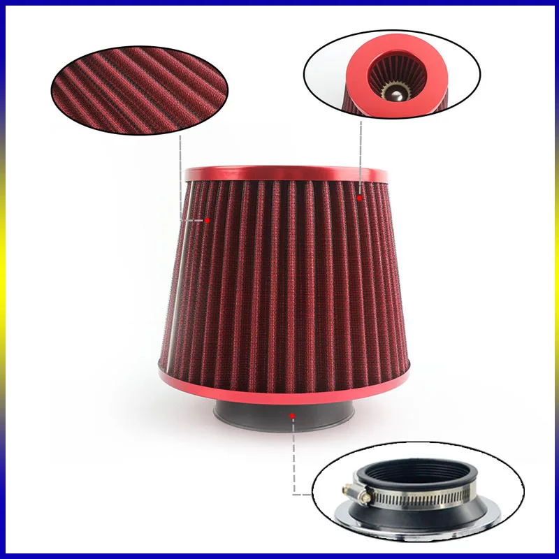 76MM Universal 3 Inch High Flow Cold Air Intake Filter Induction Kit Car Accessories Vehicles Air Filters Sport Power Mesh Cone