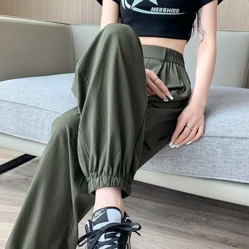 Women Clothes New Summer Trendy Streetwear Harajuku Cargo Pants Casual Pockets Quick Drying Sweatpants High Waist Pantalones