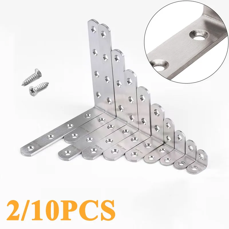 

Connector Corner Bracket Brace 304 Stainless Steel 90 Angle Joint Fastener Shelf Support for Furniture Cabinet Wall with Screws