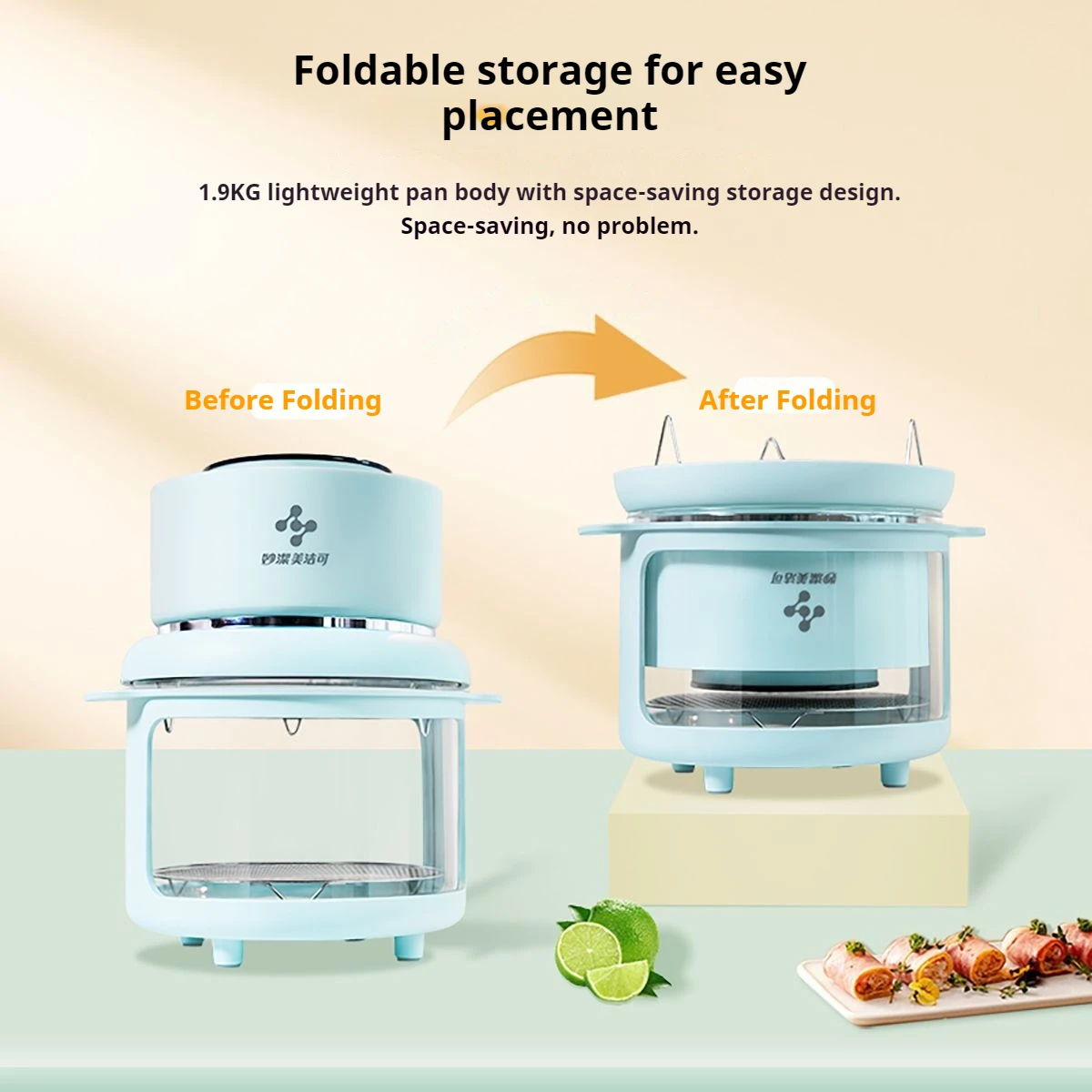 فرن كهربائي منزلي بسعة كبيرة سعة 3 لتر جديد 2026 مع مقلاة هوائية، صانع قلي فرنسي بيج، مقلاة مرئية هدية #3