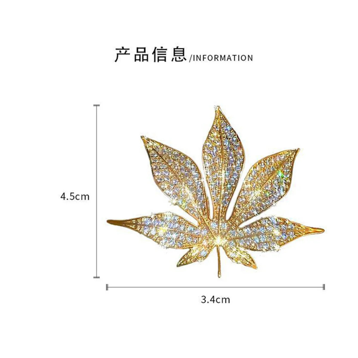 Rinhoo Luxury Full Rhinestone Maple Leaf Brooches For Women Vintage Maple Leaves Lapel Pins Elegant Plant Corsage Party Jewelry