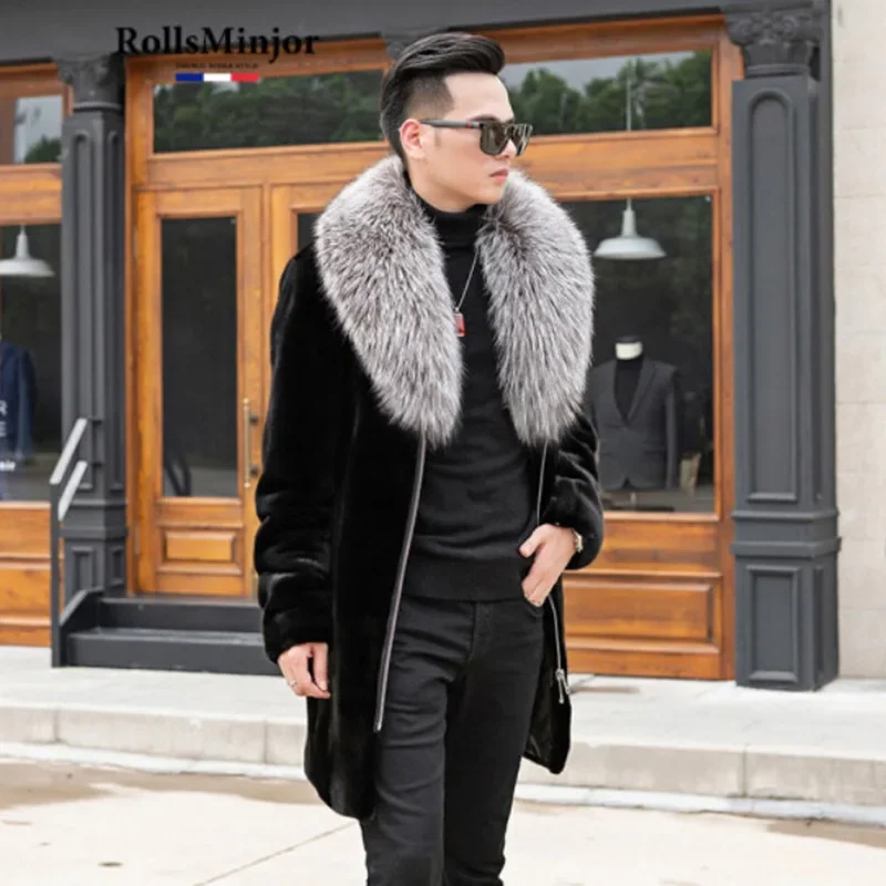Luxury Men's Winter Trench Coat Faux Fur Coat Warm Fur Collar Fur Jacket Simple Comfortable Casual Design Fashion Soft Versatile