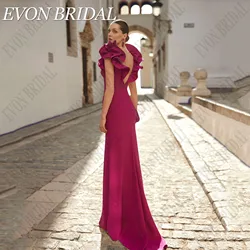 EVON BRIDAL Backless V-Neck Evening Party Gown Mermaid Sleeveless vestido de gala noche mujer Satin Pleat فساتين سهرة Customized
