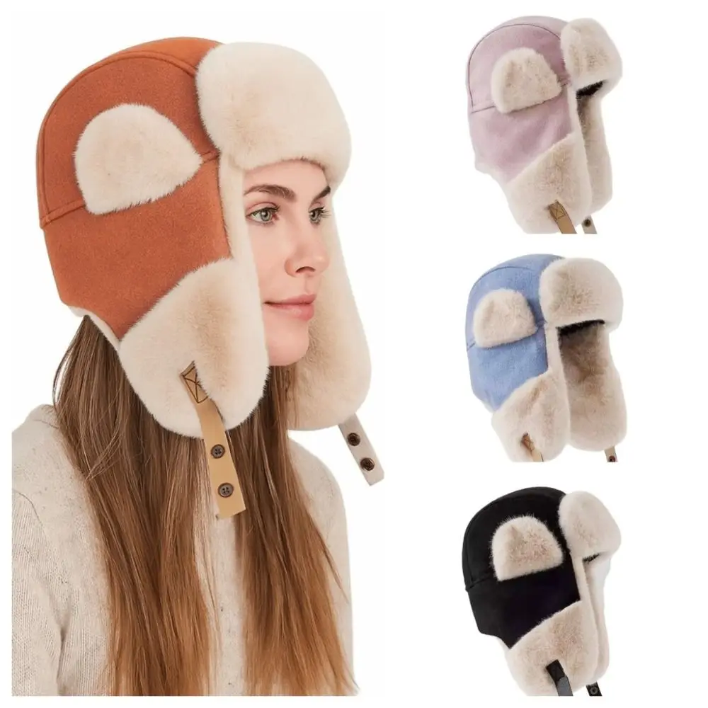 

Модная флисовая защитная шапка для ушей, ветрозащитная утолщенная шапка-ушанка, корейский стиль, зимняя защита, зимняя плюшевая шапка, уличная