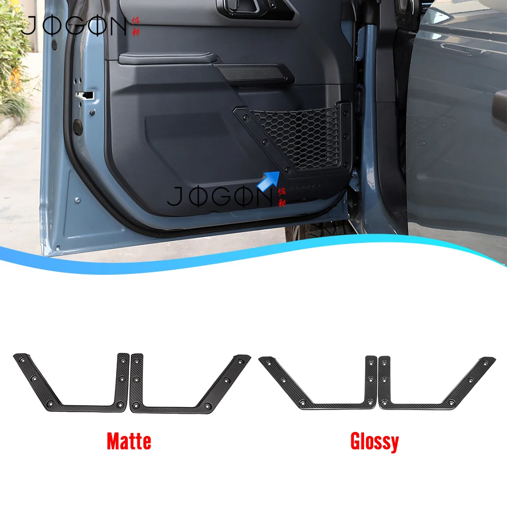 Real Carbon Fiber Car Interior Door Net Pocket Bag Cover Frame Decoration For Ford Bronco 4-Door 2021-2026 Accessories Trim