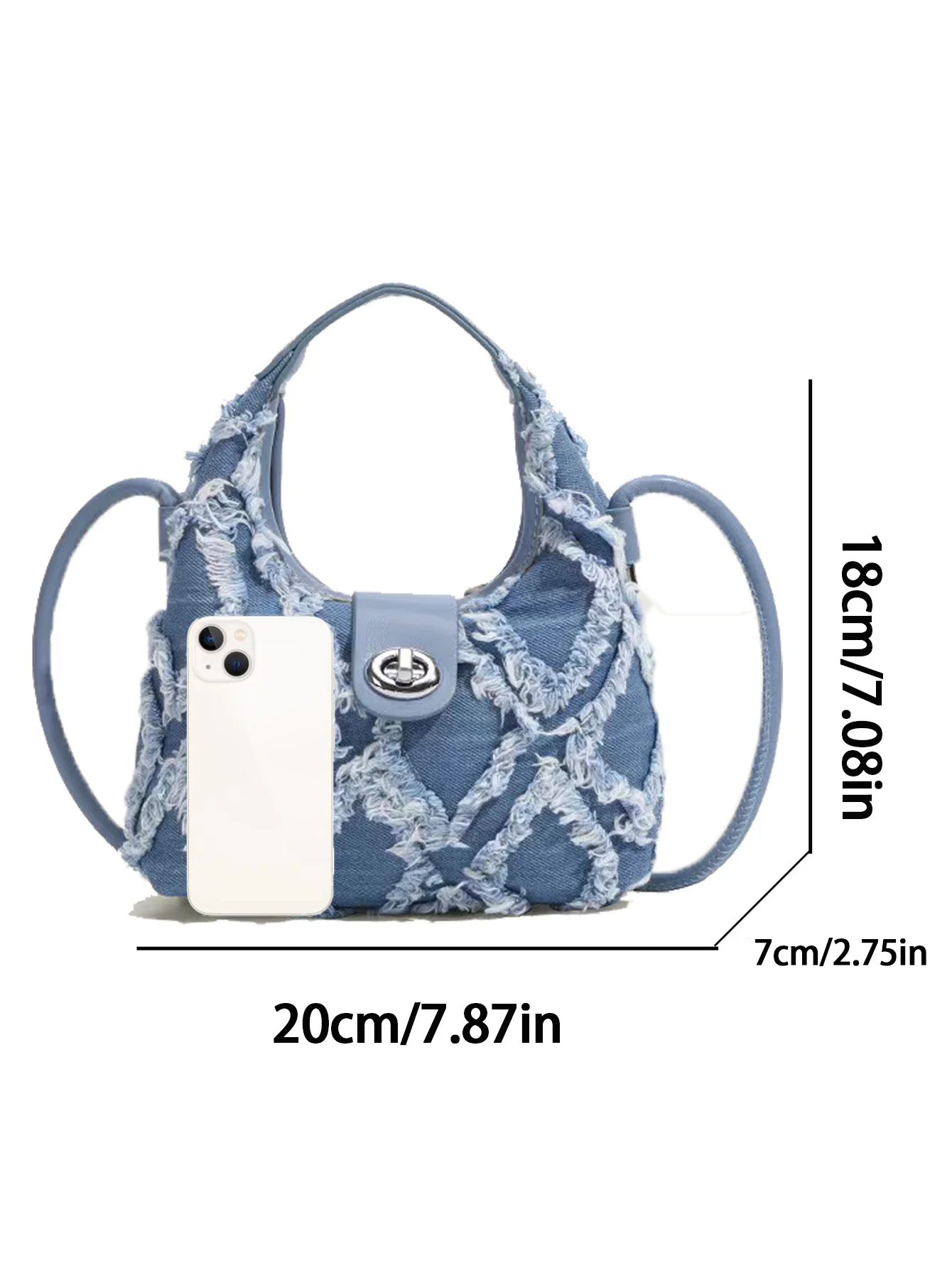 2024 new niche network red with the same denim diamond check fashion single shoulder crossbody armpit bag woman