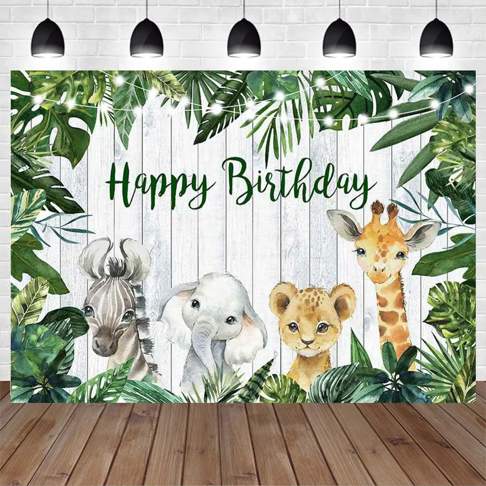 Mocsicka Jungle Wild One Baby Birthday Backdrop Boy Safari Birthday Party Decor Baby Shower Photo Background Custom Banner Props