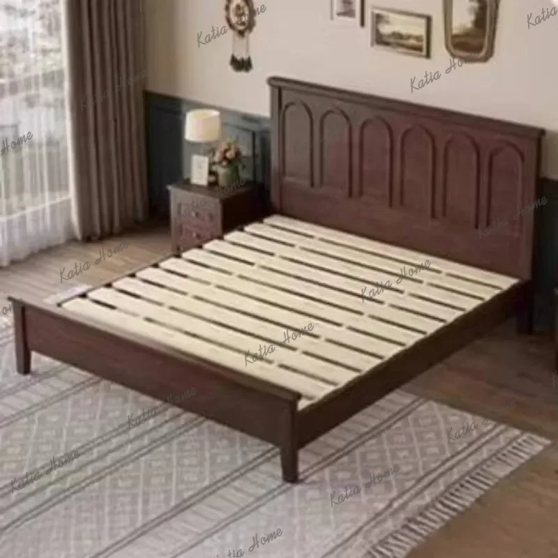 Europen Waterproof Double Bed Bedroom Designer Wooden Luxury Double Bed Headboards Platform Cama