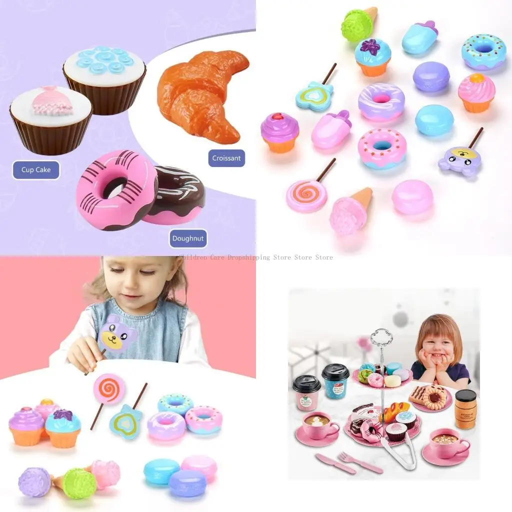 

Детский реалистичный кондитерский десертный набор, послеобеденный чай для малышей, игровой набор для послеобеденного чая, для