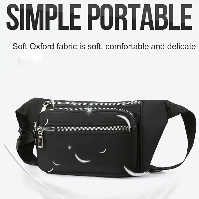 Fashion Oxford Cloth Waist Bag Zipper Chest Bag Sport Travel Girl Waist Belt Bags