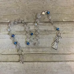 Clear and blue santa muerte rosary, santisima muerte rosary, nuestra senora de la santa muerte, holy death rosary, sacred death