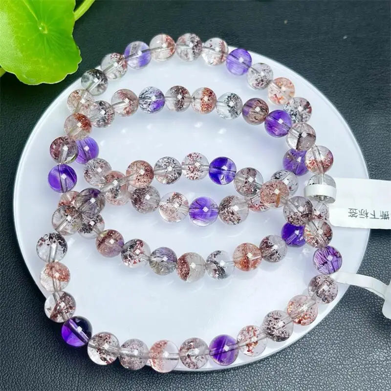 Natural Fairy Super Seven Quartz Bead Bracelet Women Fashion Charm Crystal Healing Energy Gemstone Yoga Jewelry 1PCS 6/7/8MM
