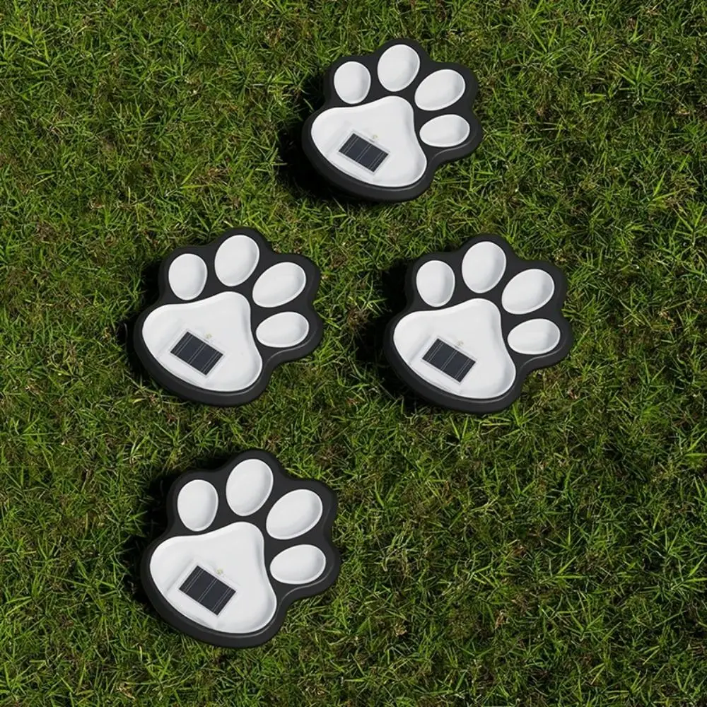 4Pcs Intelligent Light Control Outdoor Solar Light Solar Powered Energy Saving Dog Cat Animal Paw Print Light LED Durable