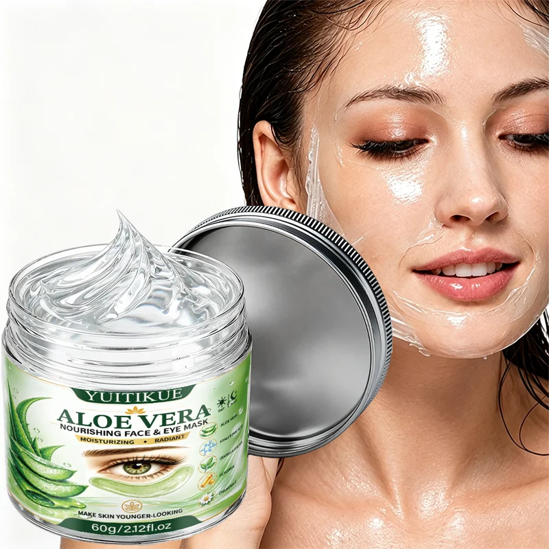 YUITIKUE Aloe Vera Moisturizing Face Eye Mask 60g - Hyaluronic Acid Radiant Day Night Care
