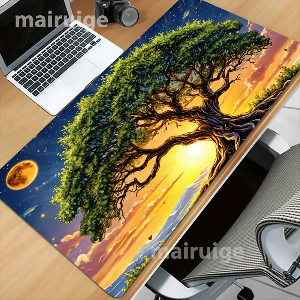 

Коврик для мыши с изображением дерева, большой коврик для компьютерной офисной игры, настольный коврик XXL, резиновый противоскользящий коврик с прошитыми краями, коврики для клавиатуры, длинные настольные коврики