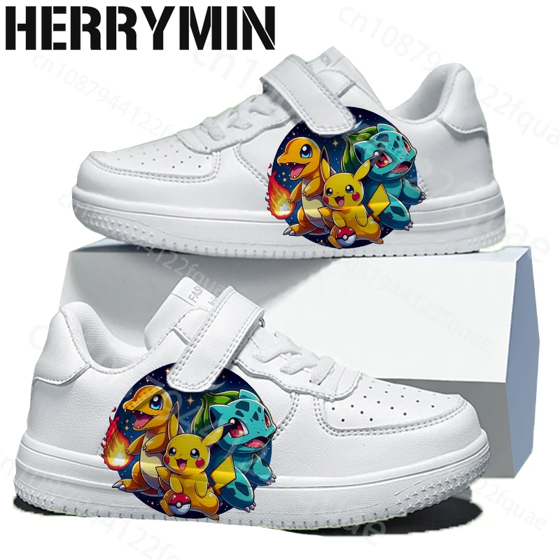 

2025 г., детская обувь с принтом Покемона Пикачу, белые туфли на толстой подошве для мальчиков и девочек, размер 26–37, рождественский подарок