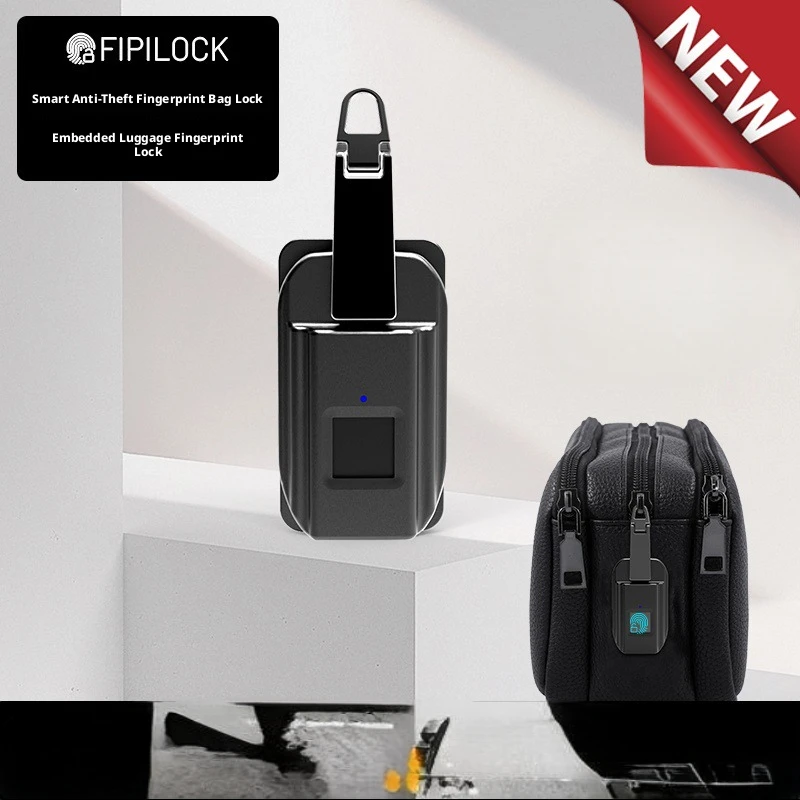 FIPILOCK Rechargeable Fingerprint Lock Embedded Anti-theft Zipper Lock Customizable for Bag Luggage Accessories