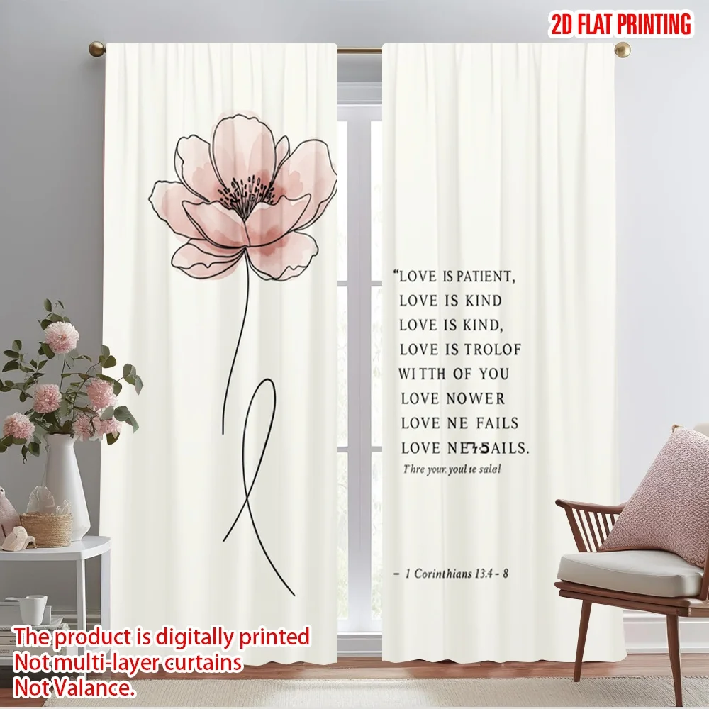 

2pcs 2D flat printing Drapes Love Patience Kindness Faith Polyester Fabric Without Electricity Birthday Party Perfect for