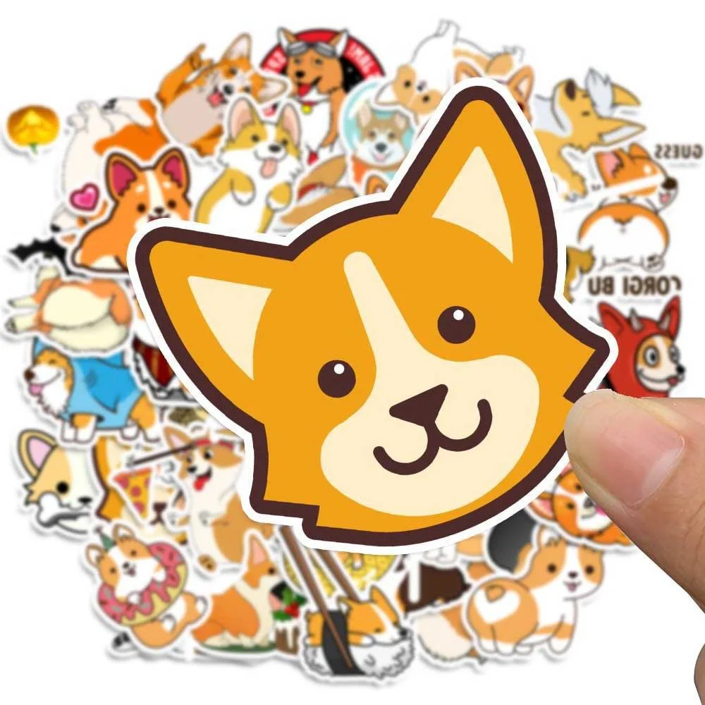 Criativo Corgi Dos Desenhos Animados Adesivo DIY Decoração de Animais, À Prova D \'Água, Computador, Bagagem, Mesa, Carro, Personalidade, Atacado,