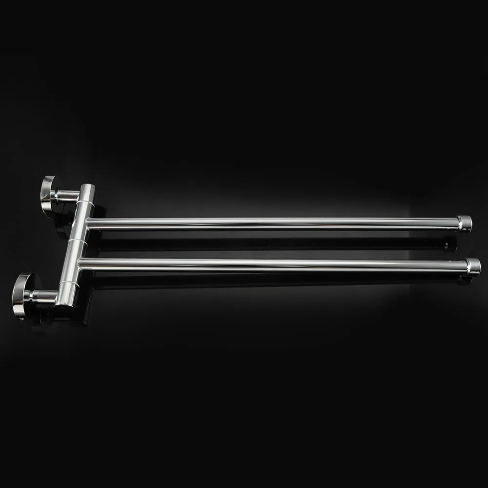 

Practical Stainless Steel Towel Rack Silver Wall Mounted Towel Hanger Modern Swivel Towel Bar Space Saving