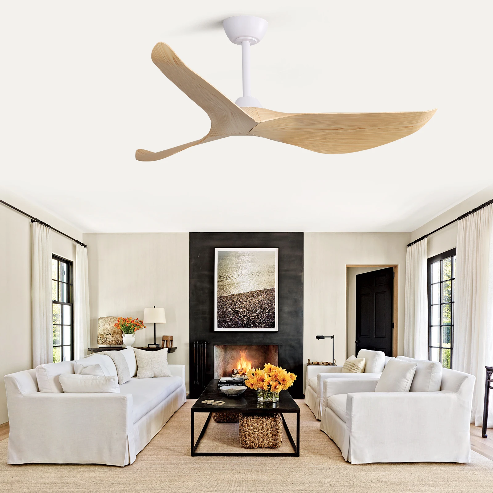 Sofucor  52-inch Smart Ceiling Fans With Remote Control  Without Light 6-Speed High Wind Ceiling Fan