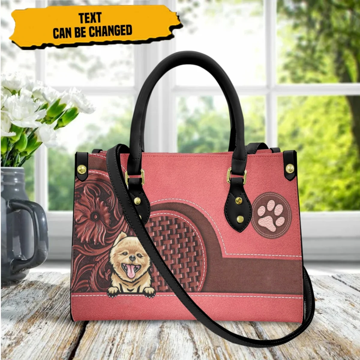 

Cute Pomeranian Pattern Design Luxury Women Tote Bags Woman Leather Handbags for Ladies Female Casual Small Messenger Bags Mujer