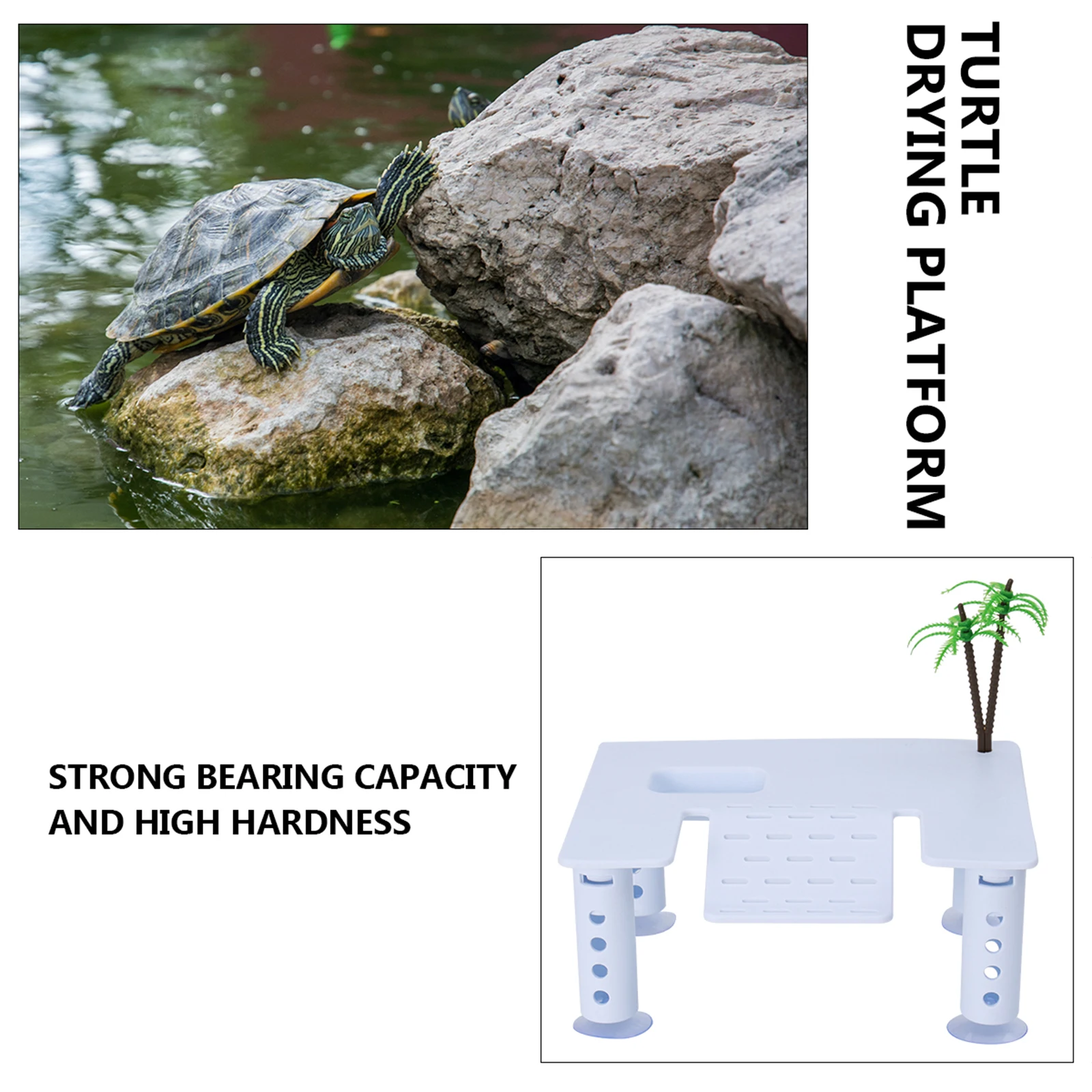 

Square Turtle Drying Back Platform Plastic Waterproof Rust Free Climbing Coconut Tree Aquarium Terrarium Decoration Reptiles