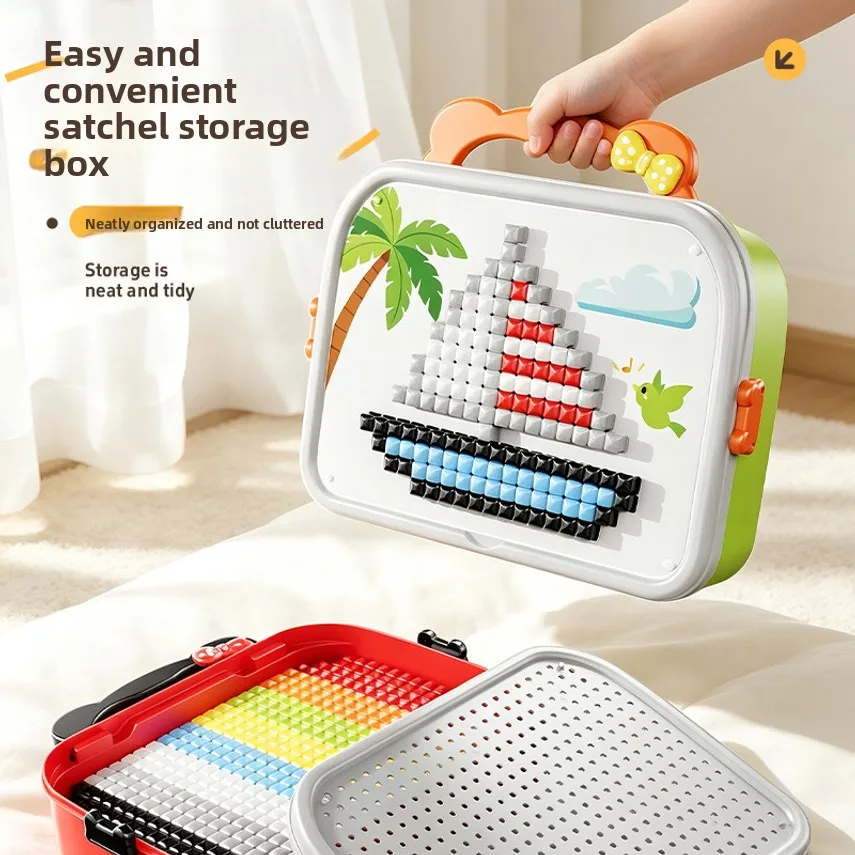 3d Mushroom Peg Puzzle Cross-border Children's Diy Puzzle Storage Box Educational Early Learning Insertion Toy
