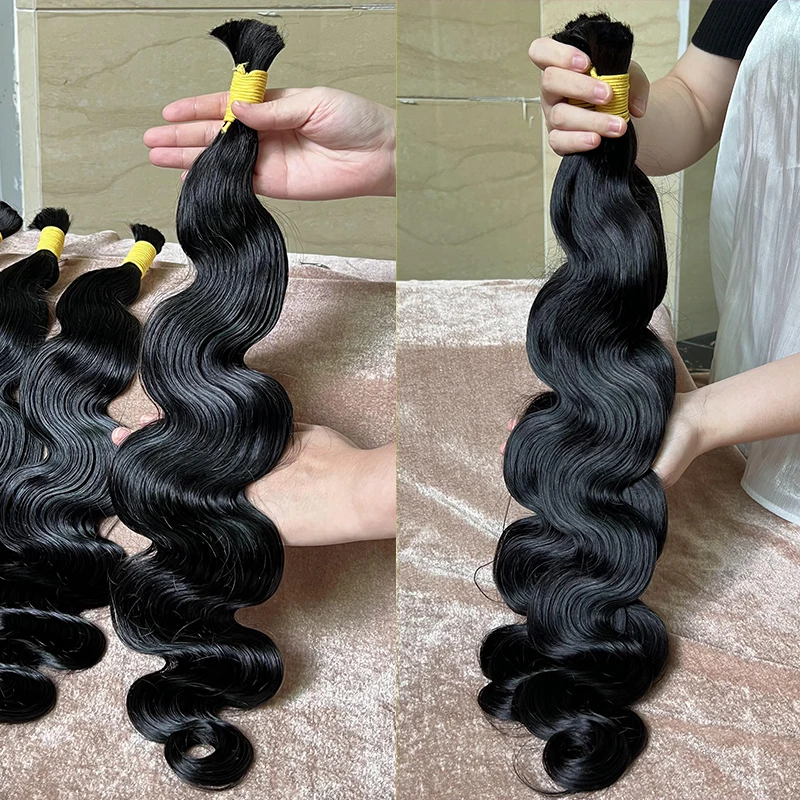 الجسم موجة لا لحمة الضفائر الشعر 100% غير المجهزة الشعر البشري تجديل الشعر لا لحمة 15A مجعد السائبة عذراء الشعر للتضفير # 1ب