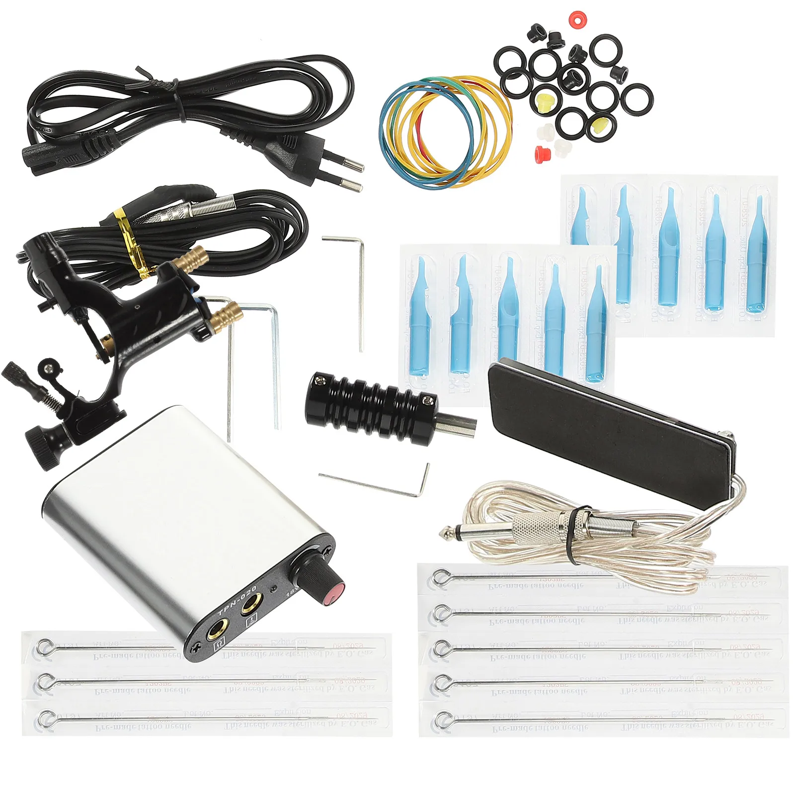 

1Set Complete Rotary Tattoo Kit Sturdy Reliable Machine for Long Hours Work Eu Plug Included Tattoo Motor Tattooing Set