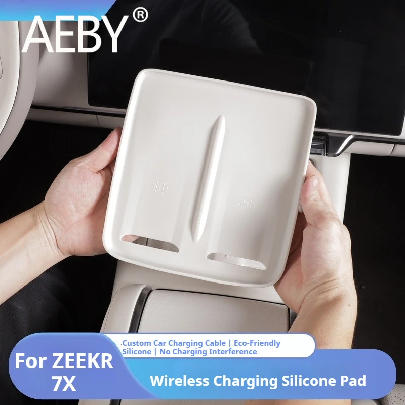 

AEBY For ZEEKR 7X 2024 2025 Center Console Wireless Charger Pad Charging Silicone Pad Phone Dock Mat Holder Interior Accessories