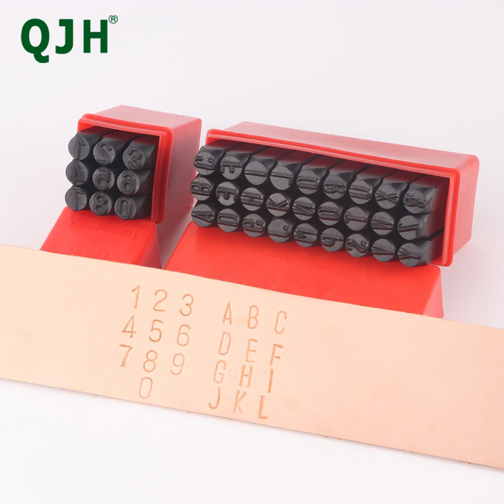 Kit d'estampage du cuir en acier au carbone 36 pièces, Alphabet A-Z, chiffres 0-9, symbole, bricolage, artisanat du cuir, ensemble de poinçons de gravure sur bois en plastique