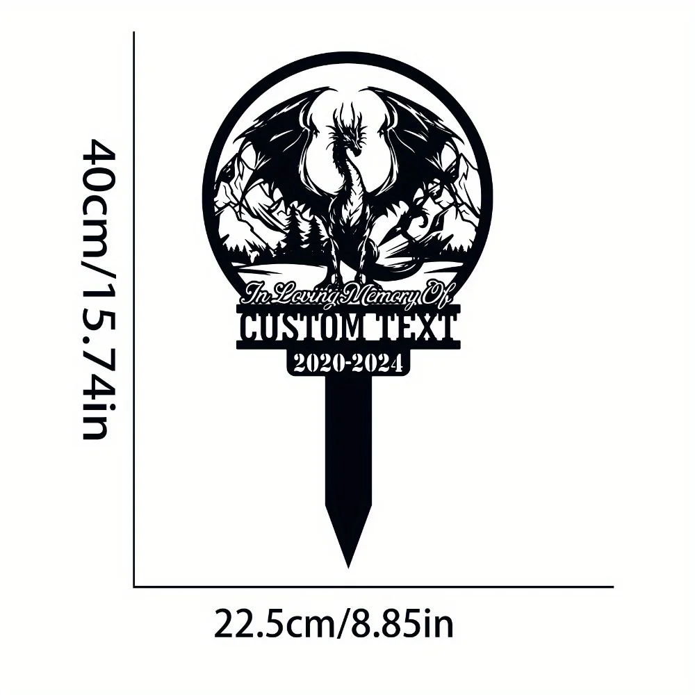 Unique Personalizable Mythical Creature Metal Garden Stake Art Deco Patriotic Memorial Nature - Inspired Battery - Garden Decor