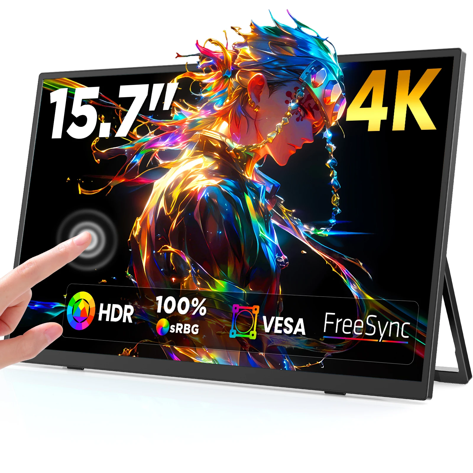 

UPERFECT Touchscreen Portable Monitor 4K 15.6" 100% sRGB Laptop Display IPS HDR HDMI USB-C Travel Gaming Screen for Mini PC Phon