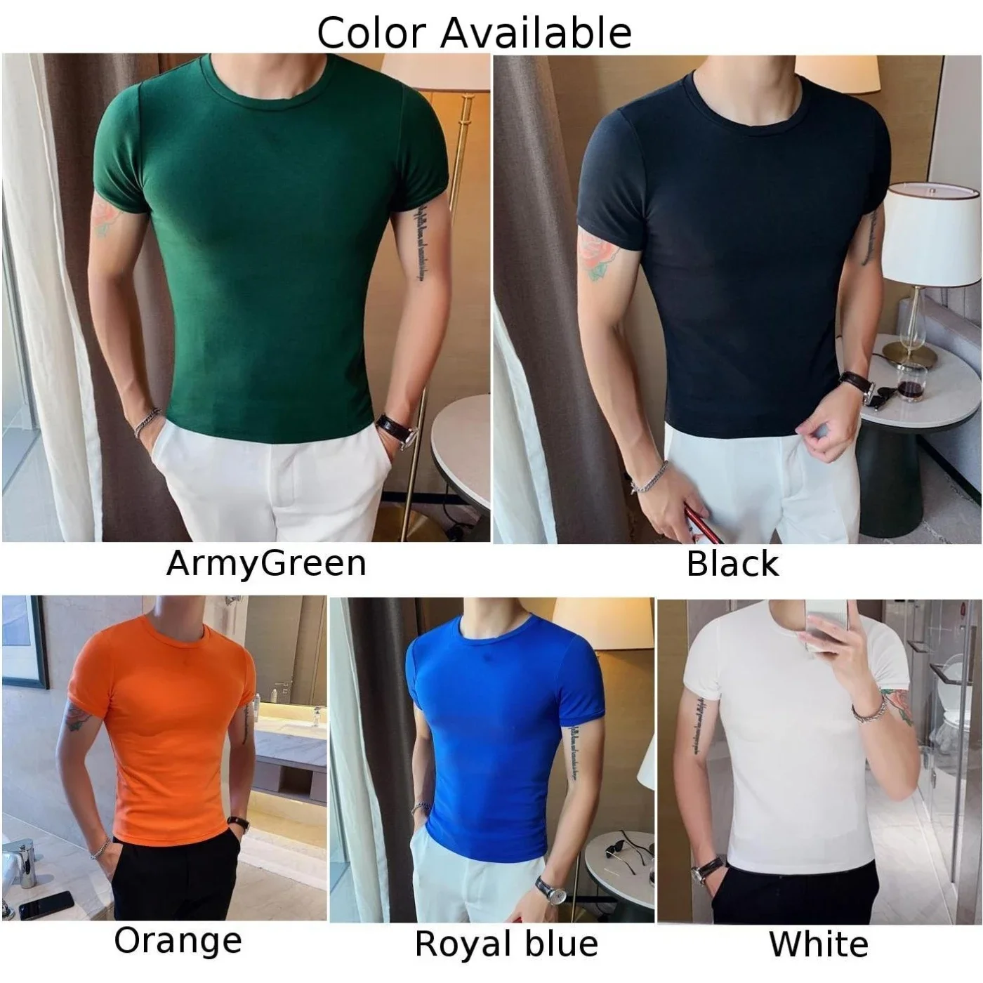 Camiseta informal de manga corta para hombre, camisa interior ajustada, blusa deportiva muscular