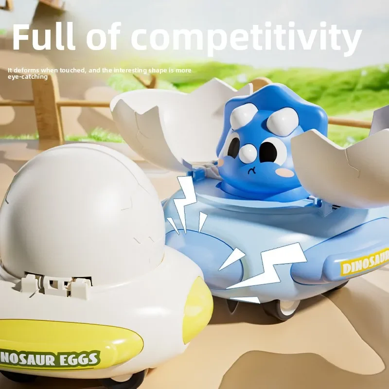 Cartoon Dinosaur Egg Bumper Car Impact Deformation Vehicle Classic Toy Kids Dinosaur Car Interactive Learning Toy Outdoor Toy