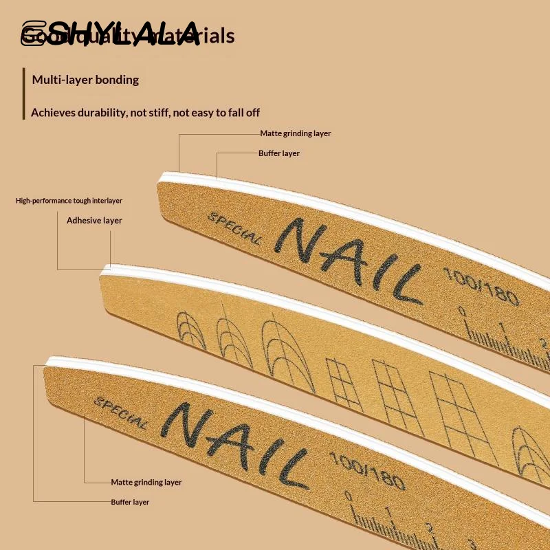 1pcs Washable Ruler Nail File Set With Scale 100/180 Grit Double-Sided Sanding Nail File Durable Nail Sanding Bar Tools