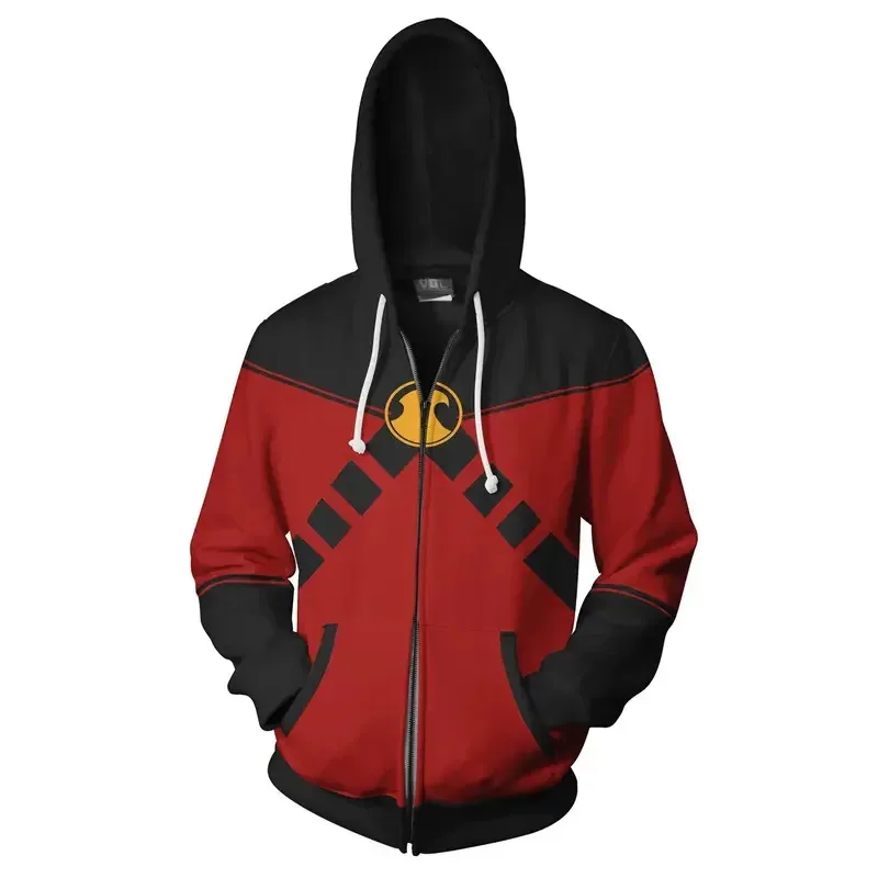 Sudadera de Robin rojo de película Tim Drake, jersey de Cosplay, sudaderas con capucha Unisex, ropa de calle con cremallera, cárdigan, ropa, chaqueta con capucha para Halloween