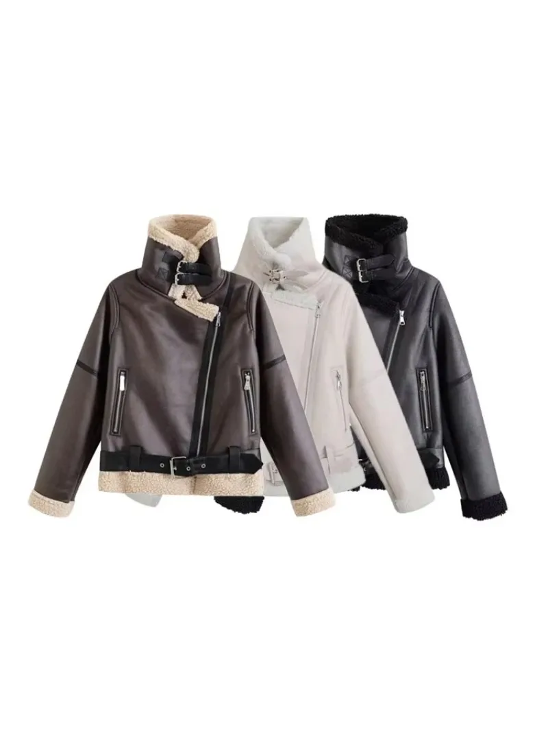 

Шикарные топы, зимняя модная женская толстая теплая куртка из искусственной замши с поясом, длинный рукав, молния спереди, женская верхняя одежда