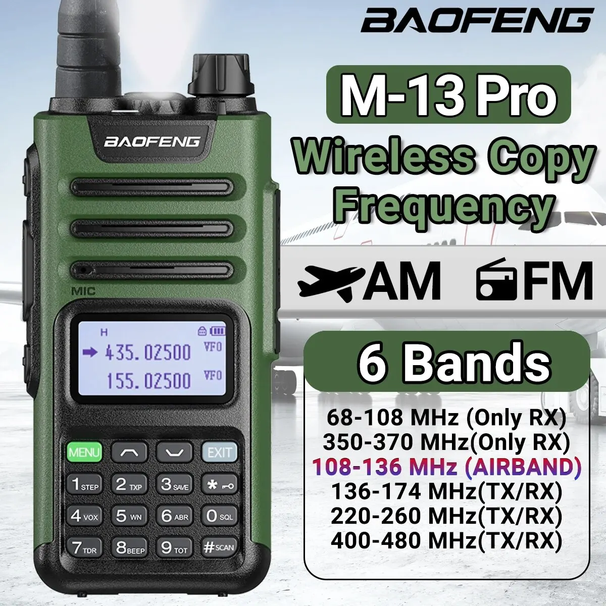 BaoFeng M 13 프로 워키토키 – AM/FM 라디오, 무선 주파수 복사, C타입 충전기, 장거리 UV 및 K5 햄 양방향 라디오